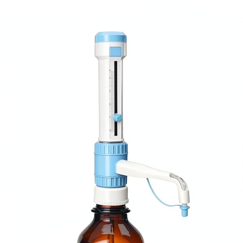 BIOLOGIX Lab Bottletop Dispenser with chemical bottles in a lab setting