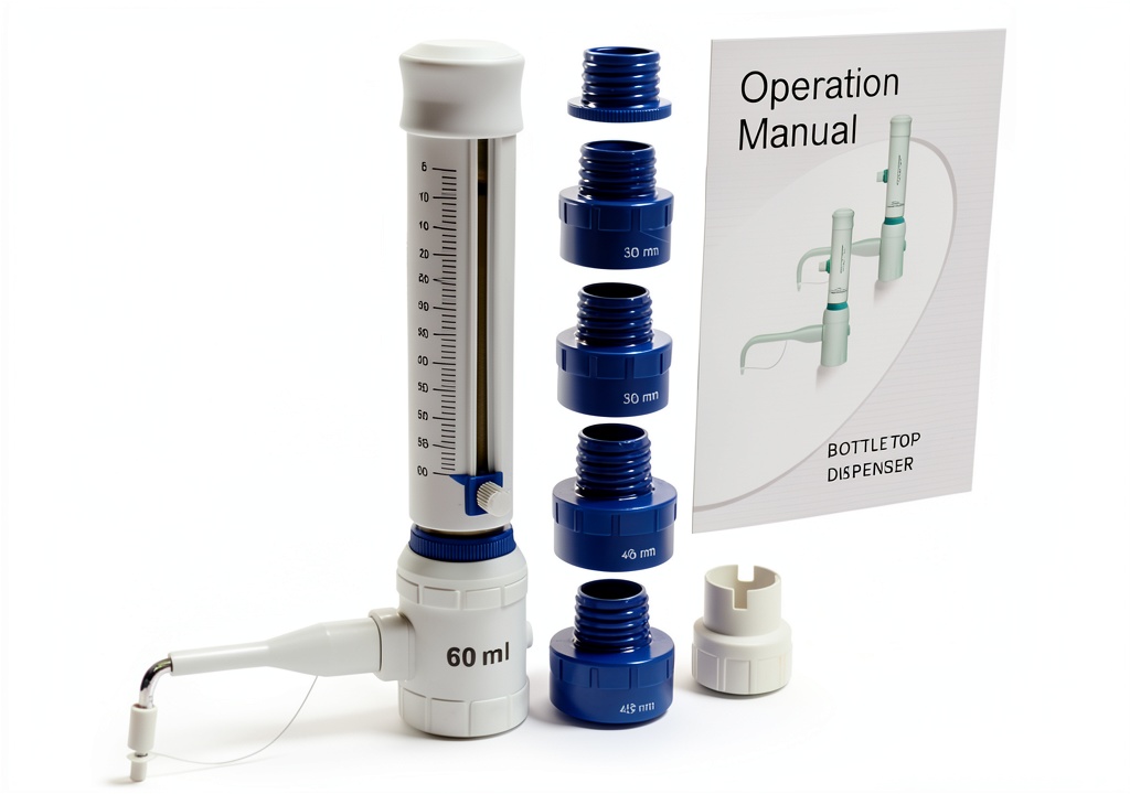 United Scientific bottletop dispenser in a laboratory setting