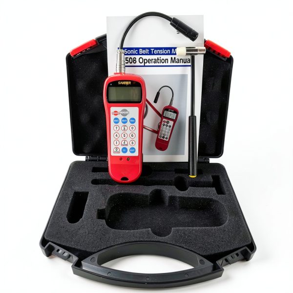 Sonic Belt Tension Meter Tester Sonic Tensioner Tensiometer Belt Tension Gauge with Frequency Range 10Hz to 5000Hz and Tension Range 0.01 to 99900N Adjustable Probe and Data Storage Function-0